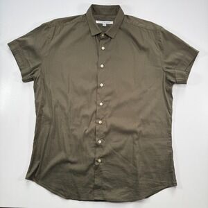 PARKE & RONEN Short Sleeve Button Up Shirt Mens Large Green Casual Minimalist